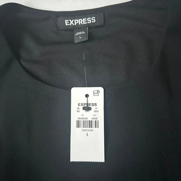 NWT EXPRESS Peplum Tank Top Sleeveless Blouse Black Pleated L Career Office - Picture 3 of 6